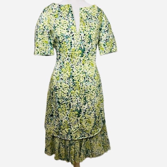Intend Pianoforte di MaxMara Green Floral Dress - Italian Made, Sz 8 - Picture 1 of 9